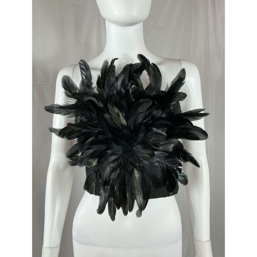 Retrofete Nicki Feather Crop Top Black S - Picture 2 of 3